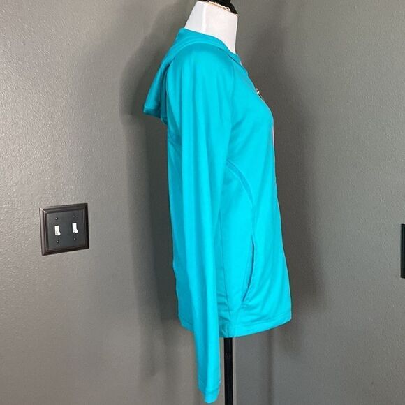Adidas Clima Cool Blue Green Long Sleeve Full Zip Shirt - Picture 6 of 16